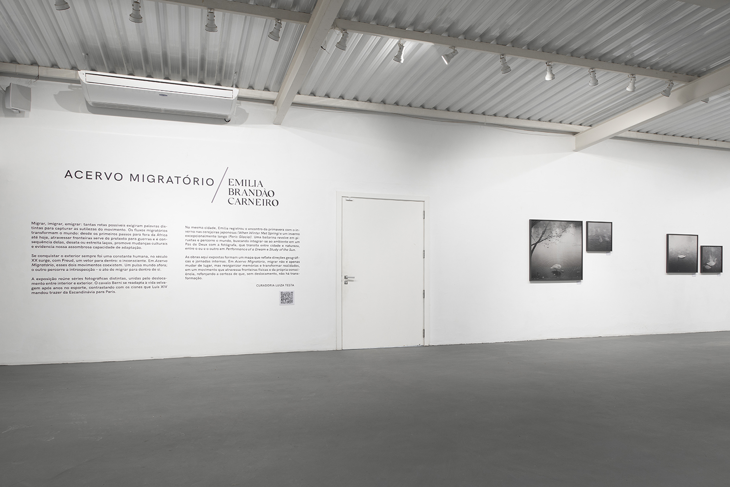 Installation view of Acervo Migratório, featuring photographs by Emilia Brandão Carneiro at Galeria Caribé in São Paulo